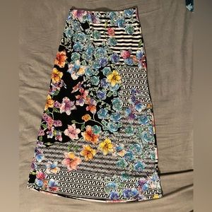 Black floral, floor length skirt